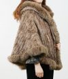 Mink Woven Fox Edge Hooded Shawl