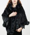 Mink Woven Fox Edge Hooded Shawl