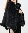 Mink Woven Fox Edge Hooded Shawl