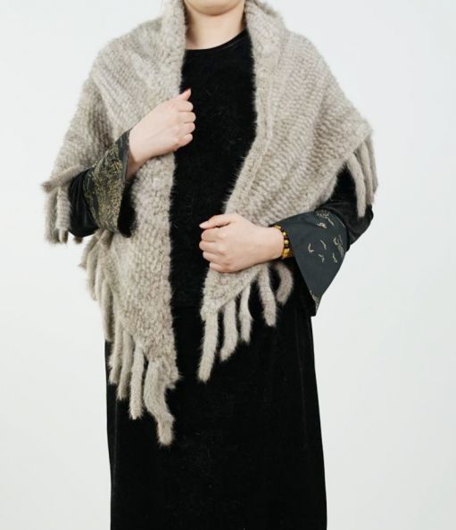 Mink Woven Triangular Shawl