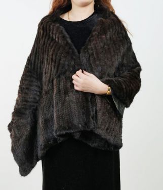 Mink Leather Diagonal Woven Shawl