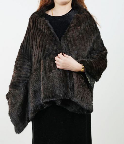 Mink Leather Diagonal Woven Shawl